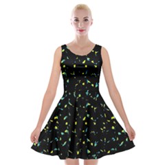 Splatter Abstract Dark Pattern Velvet Skater Dress by dflcprints