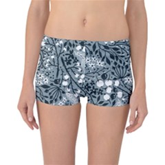 Abstract Floral Pattern Grey Reversible Boyleg Bikini Bottoms by Mariart