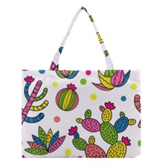 Cactus Seamless Pattern Background Polka Wave Rainbow Medium Tote Bag