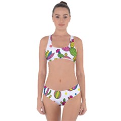 Cactus Seamless Pattern Background Polka Wave Rainbow Criss Cross Bikini Set by Mariart