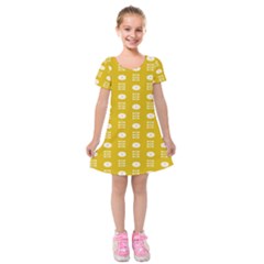 Circle Polka Chevron Orange Pink Spot Dots Kids  Short Sleeve Velvet Dress by Mariart