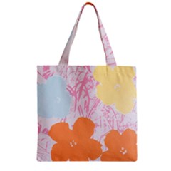 Flower Sunflower Floral Pink Orange Beauty Blue Yellow Zipper Grocery Tote Bag by Mariart