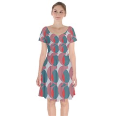 Pink Red Grey Three Art Short Sleeve Bardot Dress by Mariart