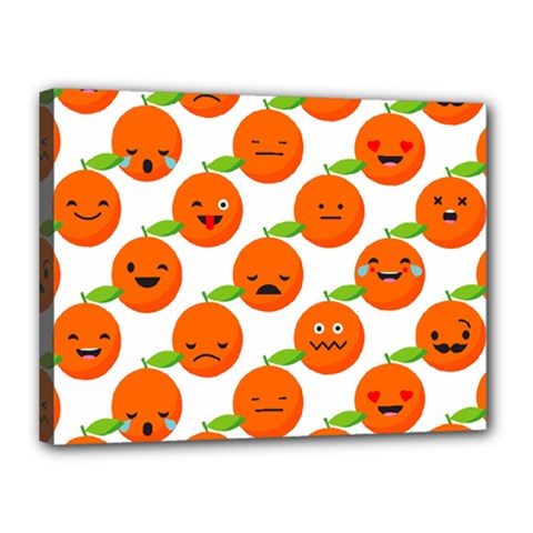 Seamless Background Orange Emotions Illustration Face Smile  Mask Fruits Canvas 16  X 12  by Mariart