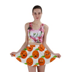 Seamless Background Orange Emotions Illustration Face Smile  Mask Fruits Mini Skirt by Mariart