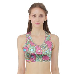 Donuts Pattern Sports Bra With Border by ValentinaDesign