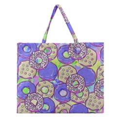 Donuts Pattern Zipper Large Tote Bag by ValentinaDesign