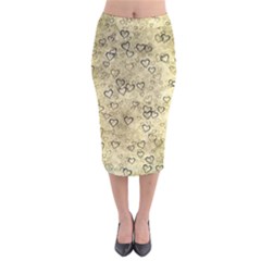 Heart Pattern Velvet Midi Pencil Skirt by ValentinaDesign