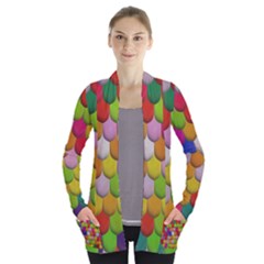 Colorful Tiles Pattern                     Women s Open Front Pockets Cardigan