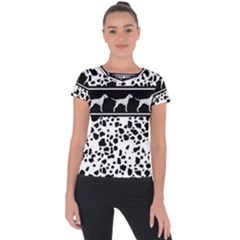 Dalmatian Dog Short Sleeve Sports Top  by Valentinaart