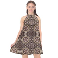 Oriental Pattern Halter Neckline Chiffon Dress  by ValentinaDesign