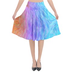 Aurora Rainbow Orange Pink Purple Blue Green Colorfull Flared Midi Skirt by Mariart