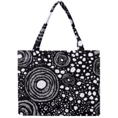 Circle Polka Dots Black White Mini Tote Bag by Mariart