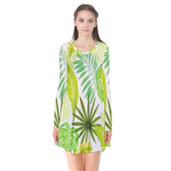 Amazon Forest Natural Green Yellow Leaf Flare Dress by Mariart