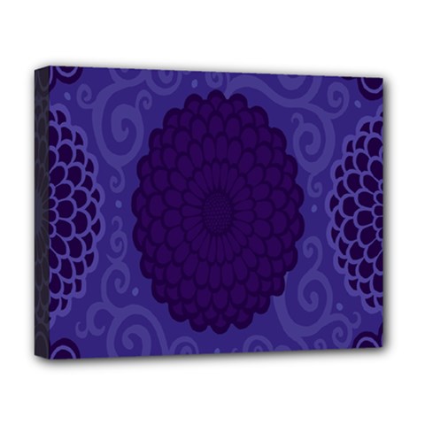 Flower Floral Sunflower Blue Purple Leaf Wave Chevron Beauty Sexy Deluxe Canvas 20  X 16   by Mariart