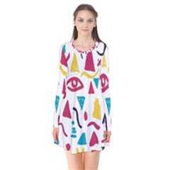 Eye Triangle Wave Chevron Red Yellow Blue Flare Dress by Mariart