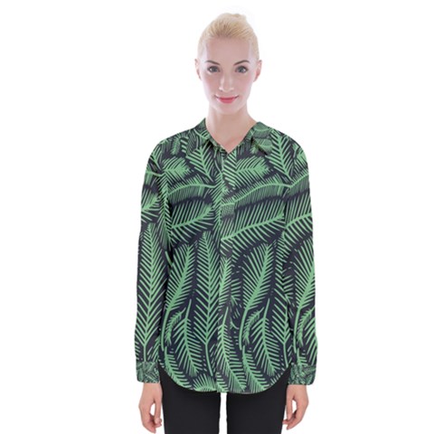 Coconut Leaves Summer Green Womens Long Sleeve Shirt by Mariart