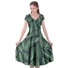 Coconut Leaves Summer Green Cap Sleeve Wrap Front Dress by Mariart