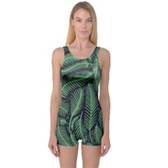 Coconut Leaves Summer Green One Piece Boyleg Swimsuit by Mariart