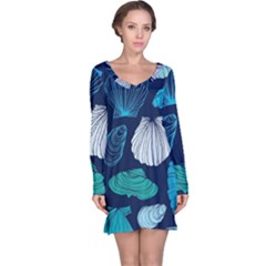 Mega Menu Seashells Long Sleeve Nightdress by Mariart