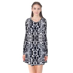 Psychedelic Pattern Flower Black Flare Dress by Mariart
