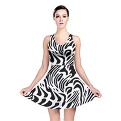Psychedelic Zebra Black White Line Reversible Skater Dress by Mariart