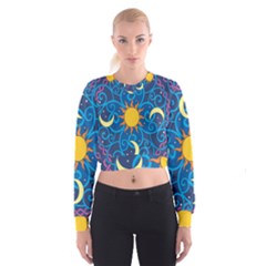Sun Moon Star Space Vector Clipart Cropped Sweatshirt