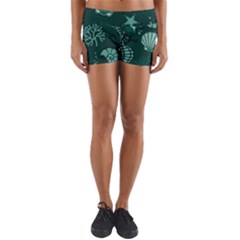 Vector Seamless Pattern With Sea Fauna Seaworld Yoga Shorts by Mariart