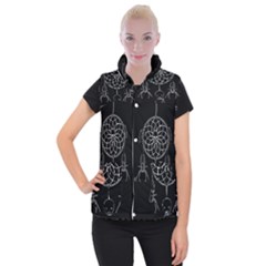 Voodoo Dream-catcher  Women s Button Up Puffer Vest by Valentinaart