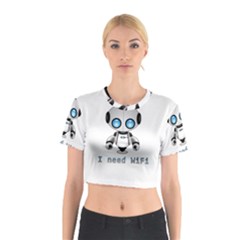 Cute Robot Cotton Crop Top by Valentinaart