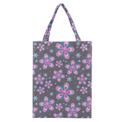 Seamless Pattern Purple Girly Floral Pattern Classic Tote Bag by paulaoliveiradesign