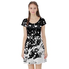 Black And White Splash Texture Short Sleeve Skater Dress by dflcprints