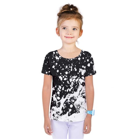 Black And White Splash Texture Kids  One Piece Tee by dflcprints