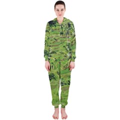 Greenery Paddy Fields Rice Crops Hooded Jumpsuit (ladies) 