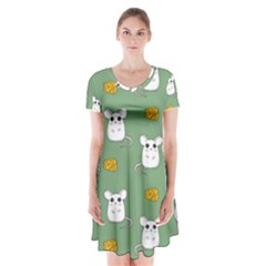 Cute Mouse Pattern Short Sleeve V-neck Flare Dress by Valentinaart