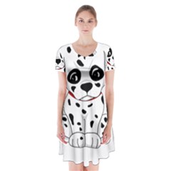 Cute Dalmatian Puppy  Short Sleeve V-neck Flare Dress by Valentinaart