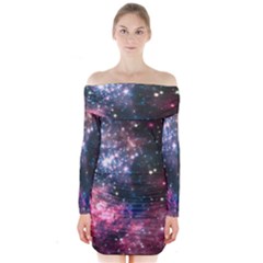 Space Colors Long Sleeve Off Shoulder Dress by ValentinaDesign