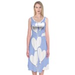 Clouds Sky Air Balloons Heart Blue Midi Sleeveless Dress