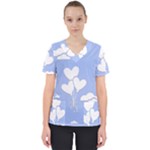 Clouds Sky Air Balloons Heart Blue Scrub Top