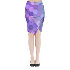 Purple Hexagon Background Cell Midi Wrap Pencil Skirt