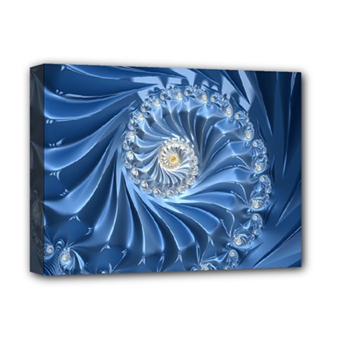 Blue Fractal Abstract Spiral Deluxe Canvas 16  X 12   by Nexatart