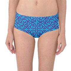 Monogram Blue Purple Background Mid-waist Bikini Bottoms