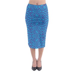 Monogram Blue Purple Background Midi Pencil Skirt