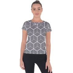 Cube Pattern Cube Seamless Repeat Short Sleeve Sports Top 
