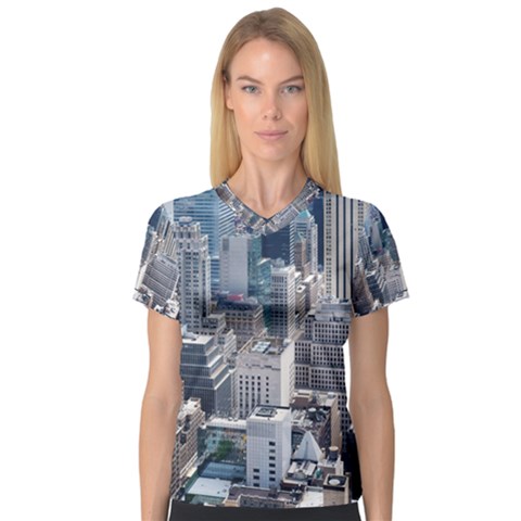 Manhattan New York City V-neck Sport Mesh Tee by Nexatart