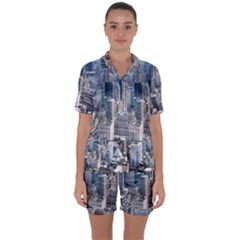 Manhattan New York City Satin Short Sleeve Pyjamas Set by Nexatart