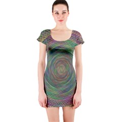 Spiral Spin Background Artwork Short Sleeve Bodycon Dress