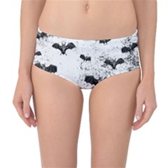 Vintage Halloween Bat Pattern Mid-waist Bikini Bottoms by Valentinaart