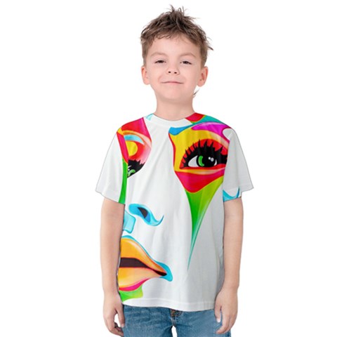 Colourful Art Face Kids  Cotton Tee by MaryIllustrations