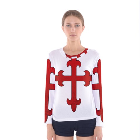 Crusader Cross Women s Long Sleeve Tee by Valentinaart
